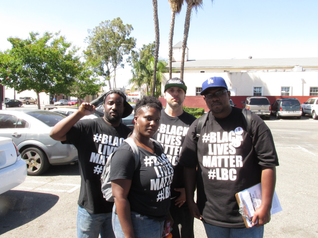 Long Beach chapter of BLM. From left to right: Diwaine Smith, lead organizer; Kiesha Cotton, BLM member; Jeb Middlebrook, lead organizer; Michael Brown, lead organizer.